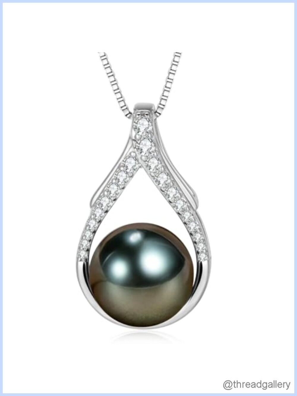 Tahitian Black Pearl Pendant Necklace 18K Gold Plated 925 Silver Gift for Her